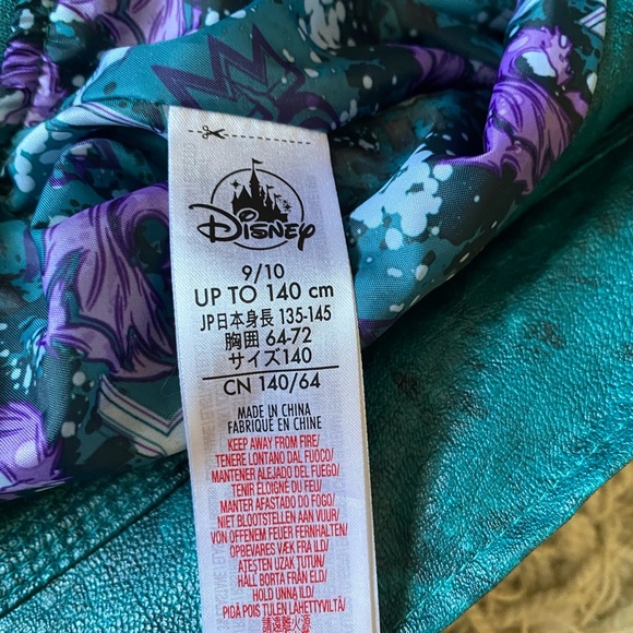 Disney Girl Blueish Green Sequin Faux Leather Zip Pockets Moto Jacket girls 9/10 - Picture 8 of 11